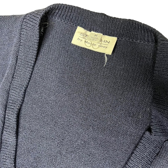 VINTAGE St John Marie Gray Blue Oversized Cardigan Blue Purple Medium - Picture 9 of 9